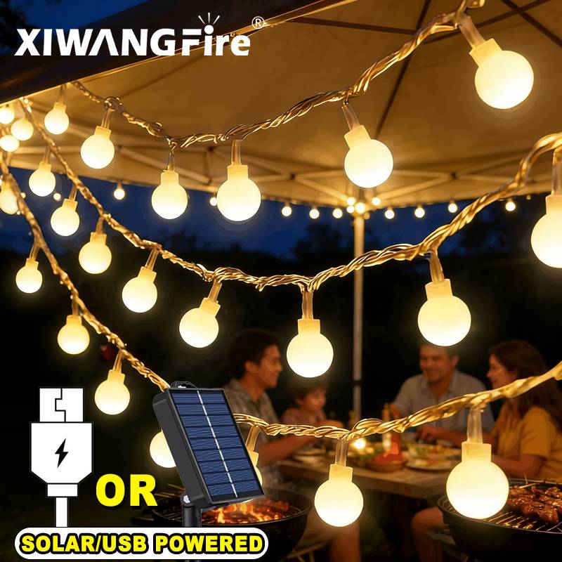 Outdoor Lighting Ground - 3-10M Solar/USB/Battery String Lights, Fairy Globe