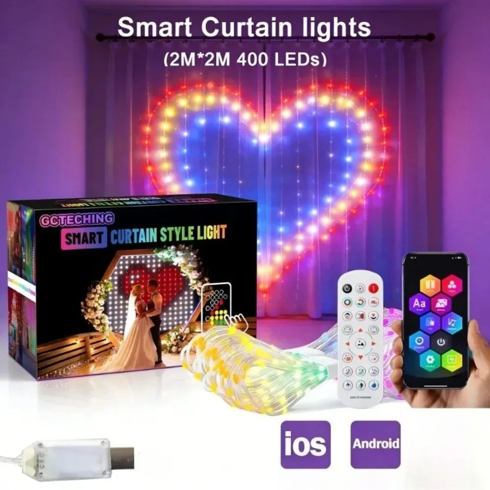 Wall Lighting Outdoor - Outdoor LED Pixel Curtain Lights Bluetooth