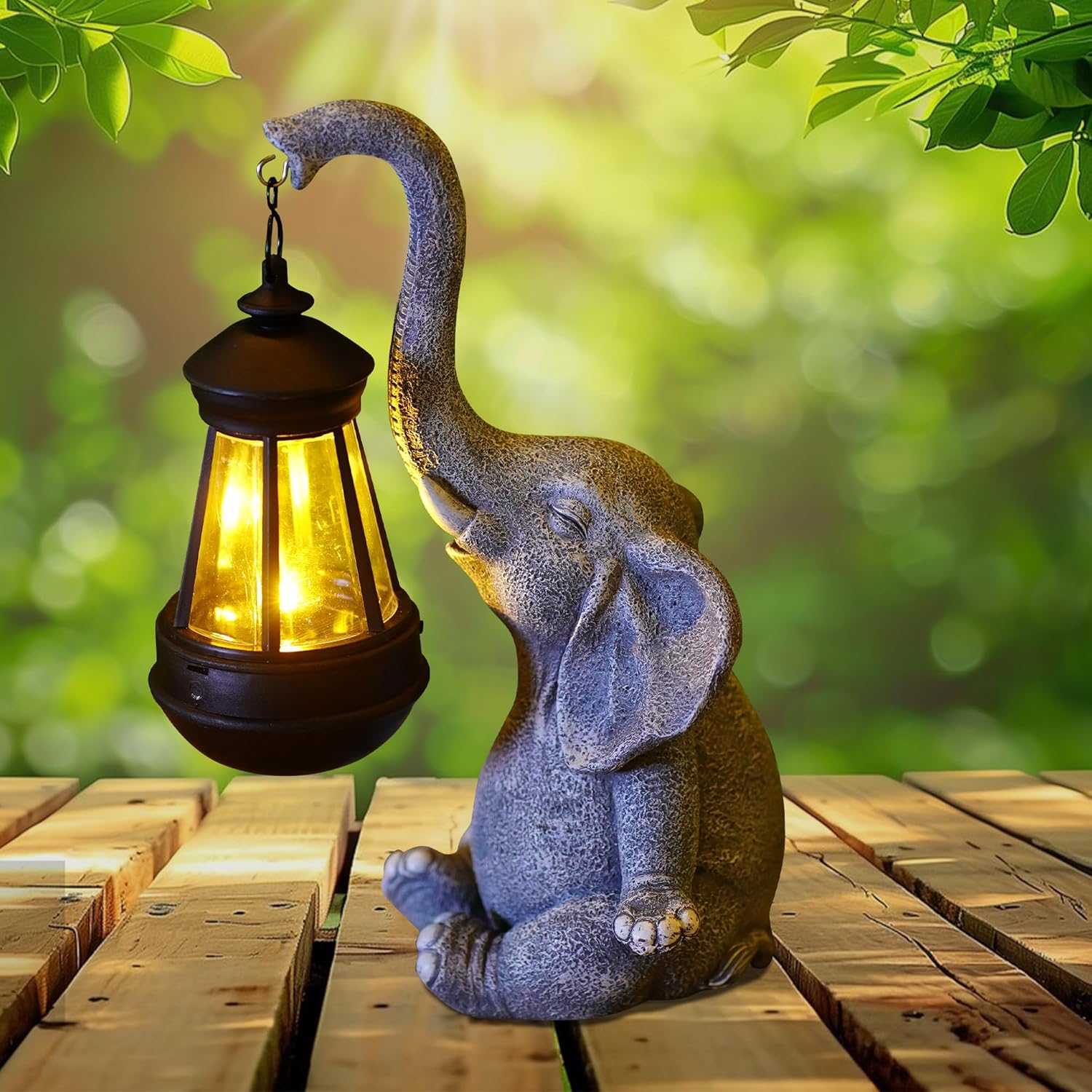 Outdoor Lighting Traditional - 1PC Resin Elephant Garden Statue with