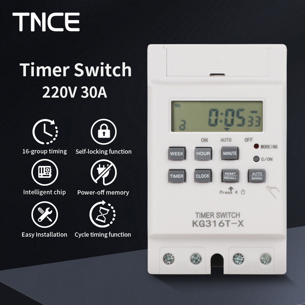 Outdoor Lighting Timer Switch - TNCE 30A Time Control Switch 220V