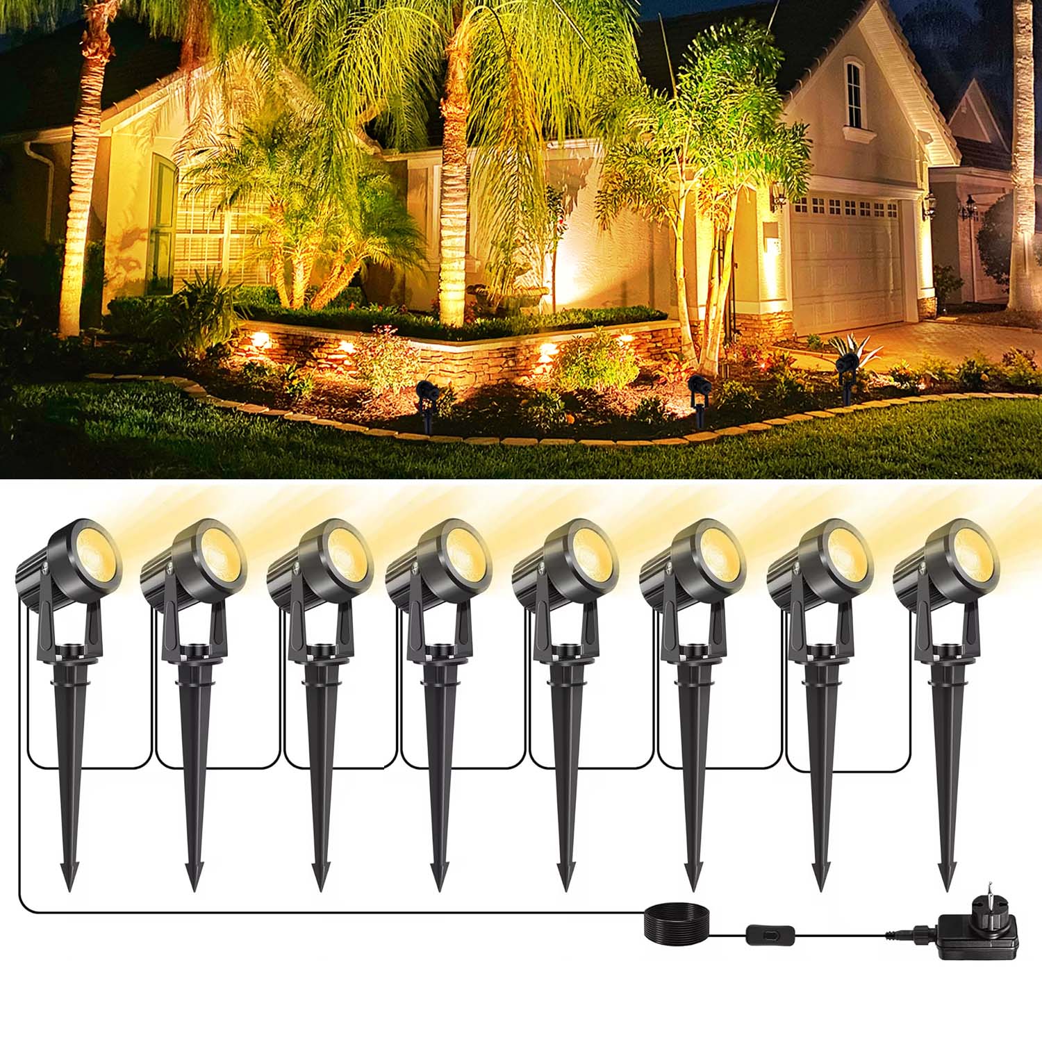 Outdoor Lighting Driveway - 4/6/8LEDS 3000K Outdoor Spotlight Landscape IP65