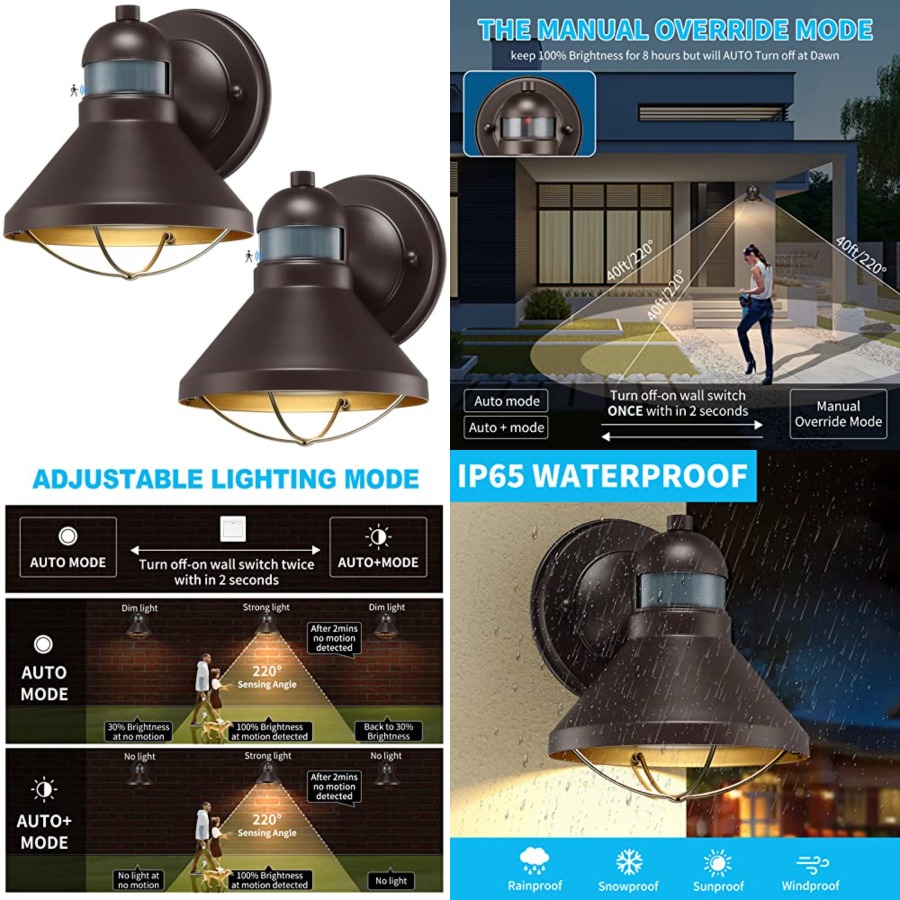 2 Pack Motion Sensor Outdoor L - đánh giá và giá Wall Lighting Outdoor
