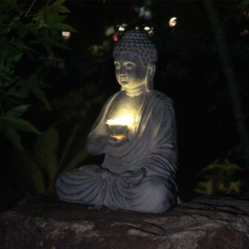 Resin Solar Buddha Statue Scul - đánh giá và giá Outdoor Lighting Traditional