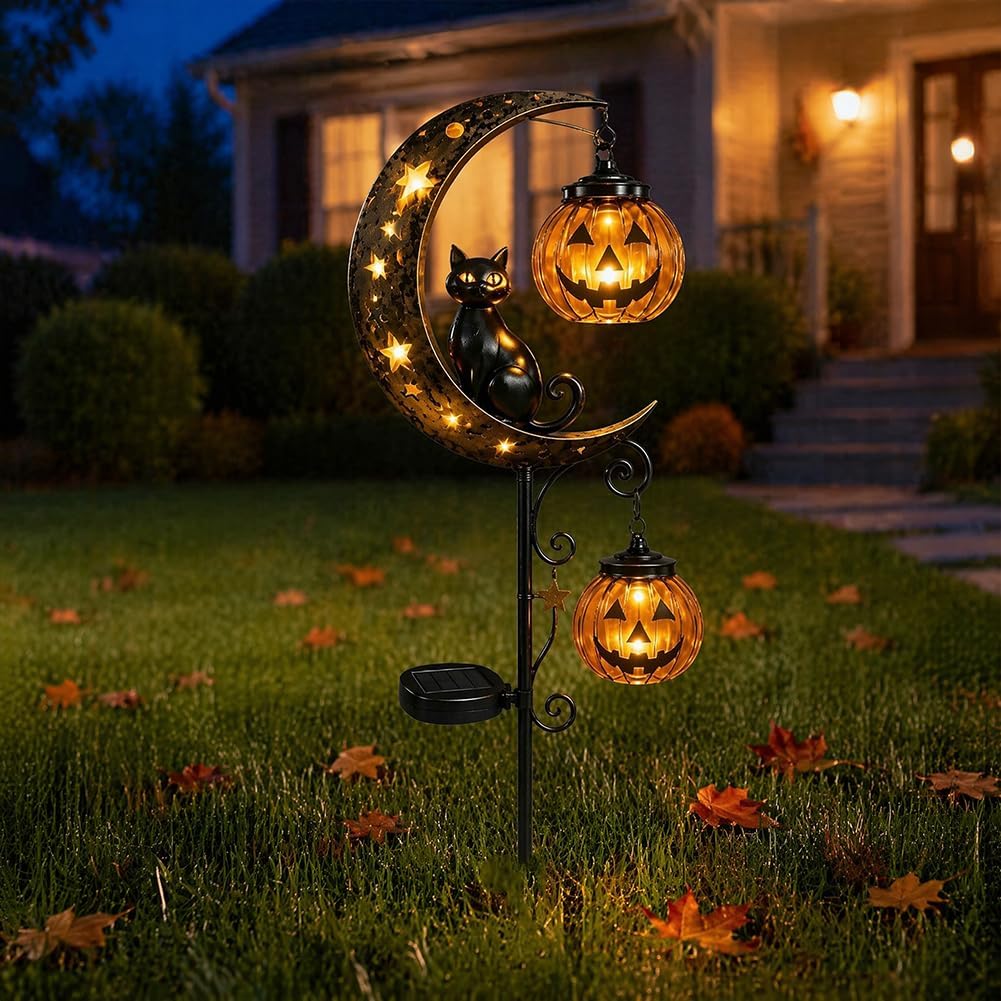 Solar Halloween Black Cat & Pu - đánh giá và giá Outdoor Lighting Traditional