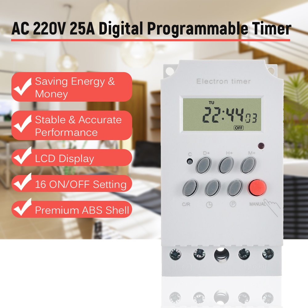AC 220V 25A Digital Programmab - đánh giá và giá Outdoor Lighting Timer Switch