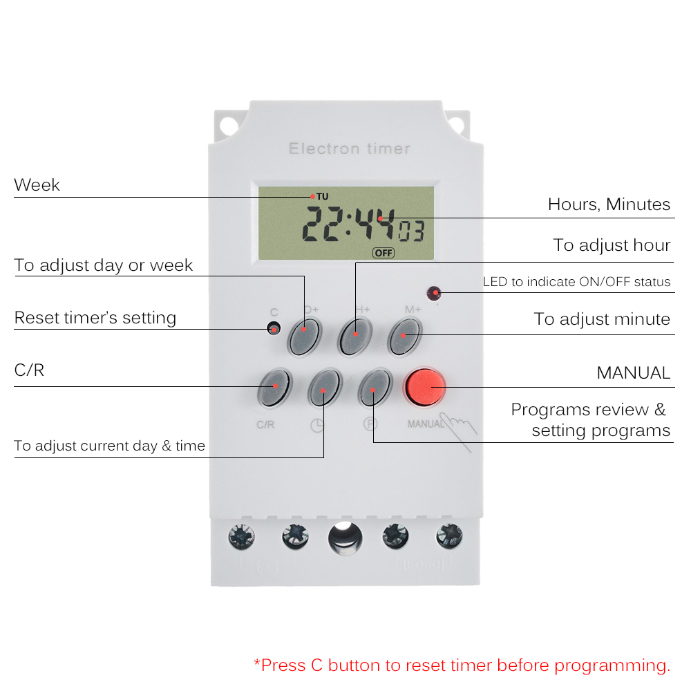 AC 220V 25A Digital Programmab - đánh giá và giá Outdoor Lighting Timer Switch