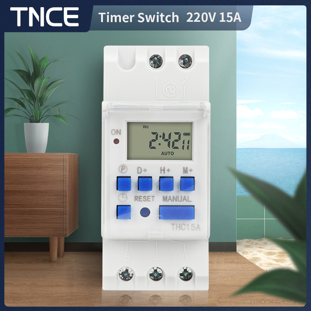 TNCE 220V Timer Switch THC15A  - đánh giá và giá Outdoor Lighting Timer Switch
