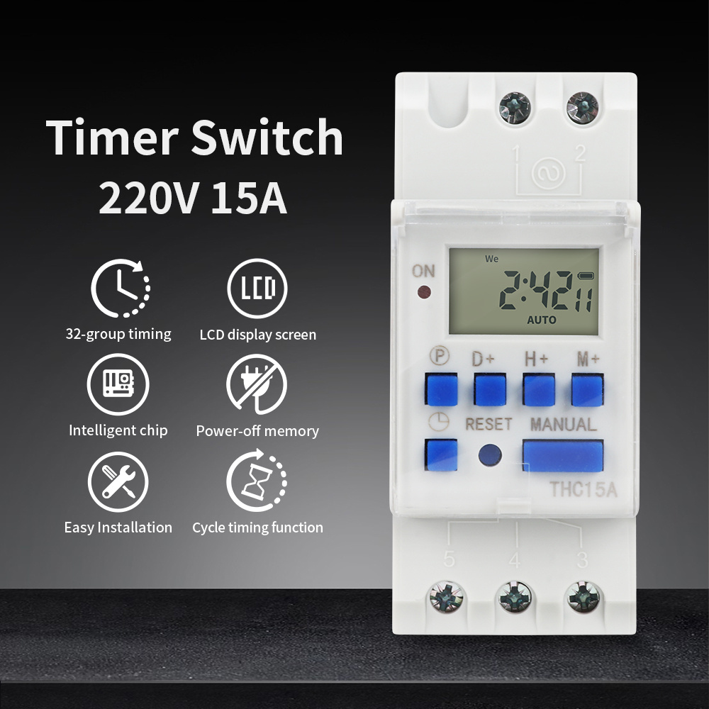 TNCE 220V Timer Switch THC15A  - đánh giá và giá Outdoor Lighting Timer Switch