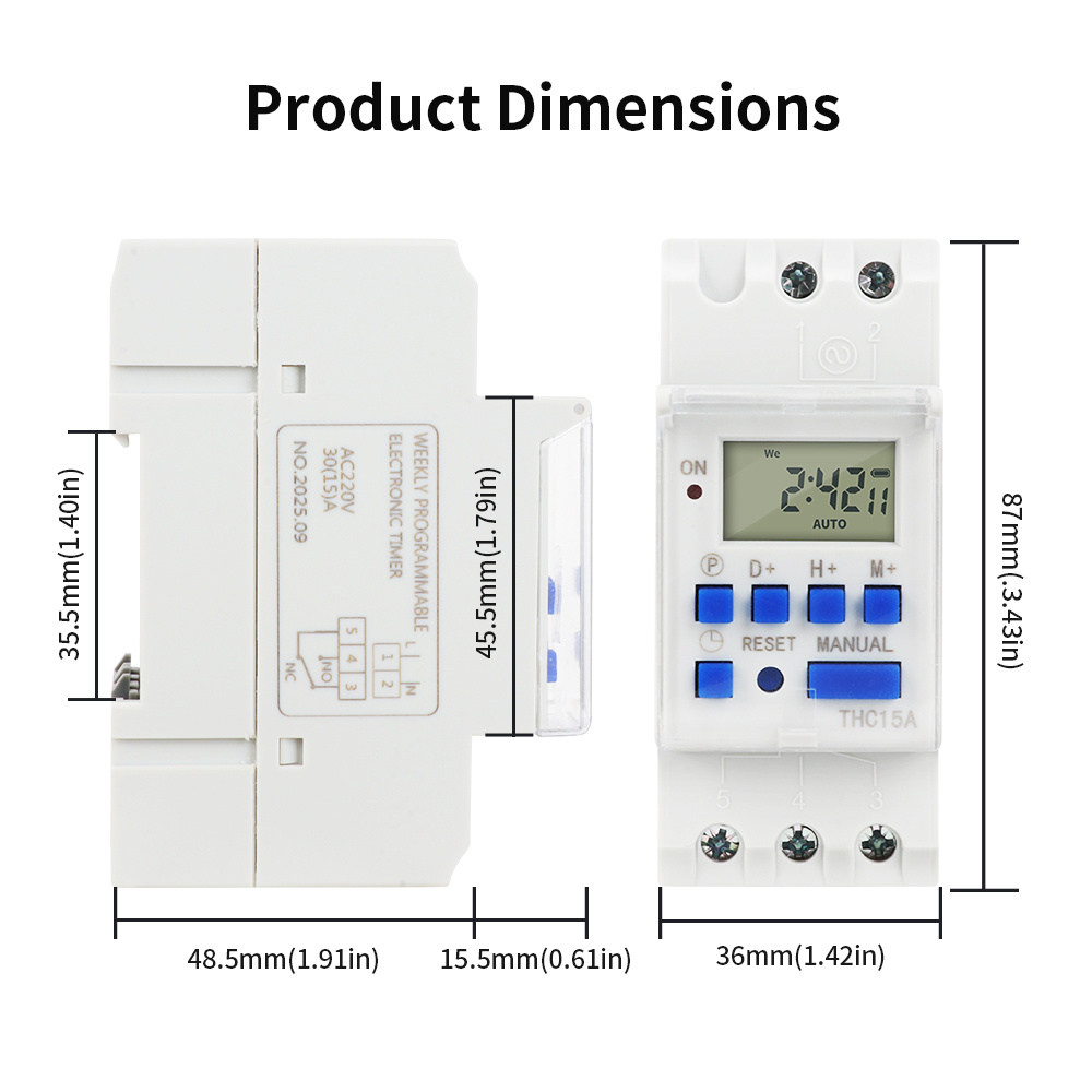 TNCE 220V Timer Switch THC15A  - đánh giá và giá Outdoor Lighting Timer Switch
